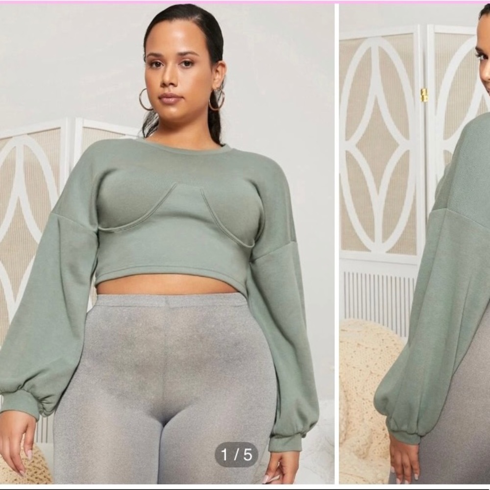 Plus size crop sweat top